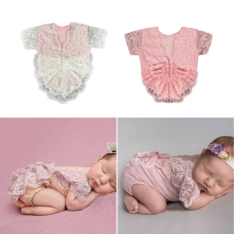 

Newborns Shower Gift Photo Clothes One-piece & Headband Baby Photography Outfit