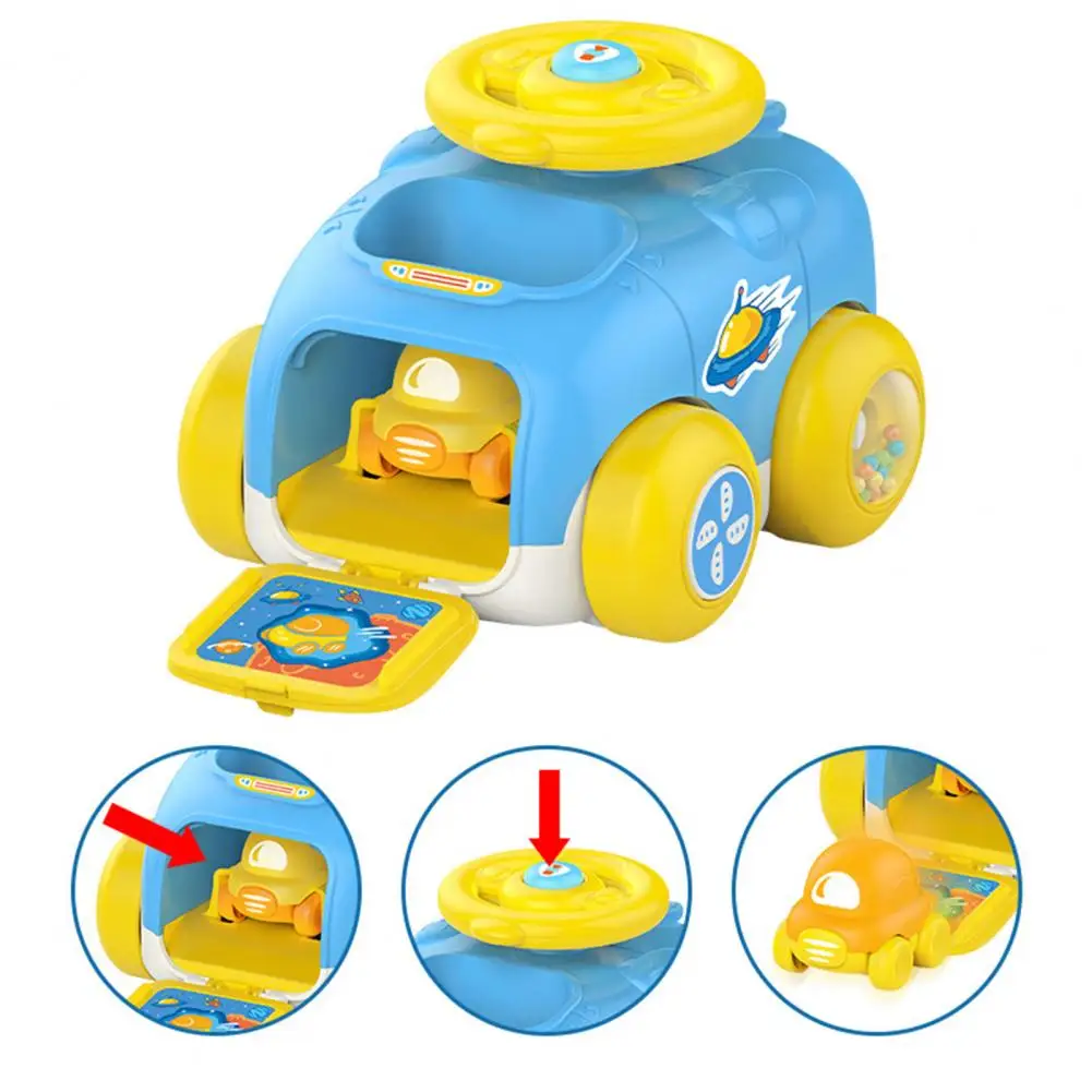 

1 Set Ejection Car Toy Funny Burr-free Steering Wheel Living Room Supplies Cartoon Ejection Vehicle Ejection Toy Car