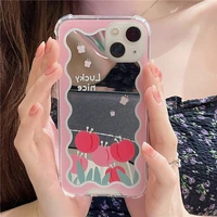 flower lace mirror phone case for iphone 13 12 11 8 7 pro max x xr xs xsmax can look in the mirror mirror phone case