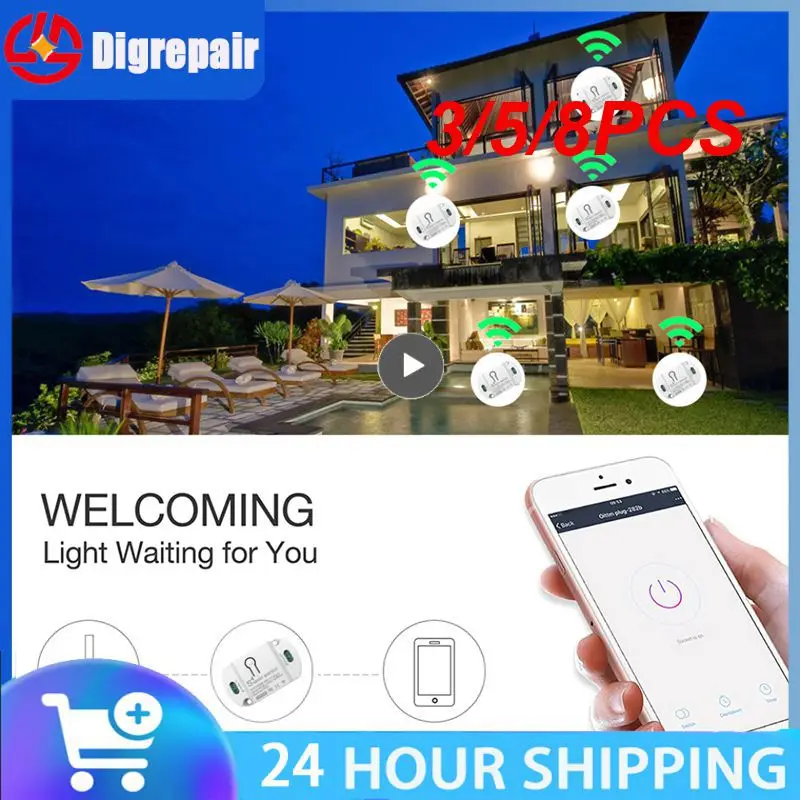 

3/5/8PCS Wifi Rf433mhz Remote Control Switch Diy Wireless Switch Timing 10a Breaker Module Tuya Smart 2 In 1 Voice Control