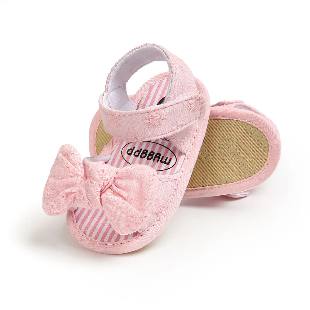 Infant Baby Girl Shoes Toddler Flats Sandals Premium Soft Rubber Sole Anti-Slip Summer Flower Lace Crib First Walker Shoes