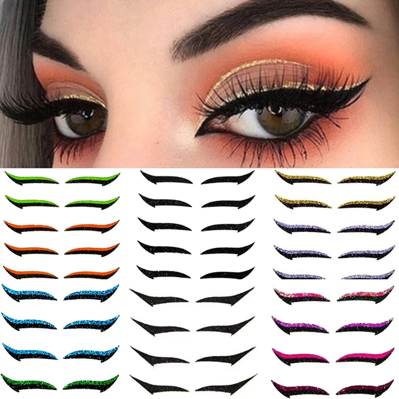 

4 Pairs Glitter Eyeliner Sticker Set Waterproof Self-adhesive Eyelid Sticker DoubleLine Eyelid Patch Face Makeup Tools
