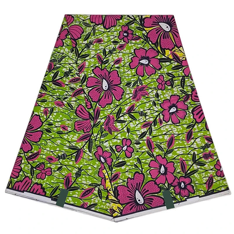 

African Wax Flower Fabric 100% Cotton Guaranteed Veritable Ankara Real Wax Fabrics Soft Print Batik Sewing Cloth 6 Yards TN0709