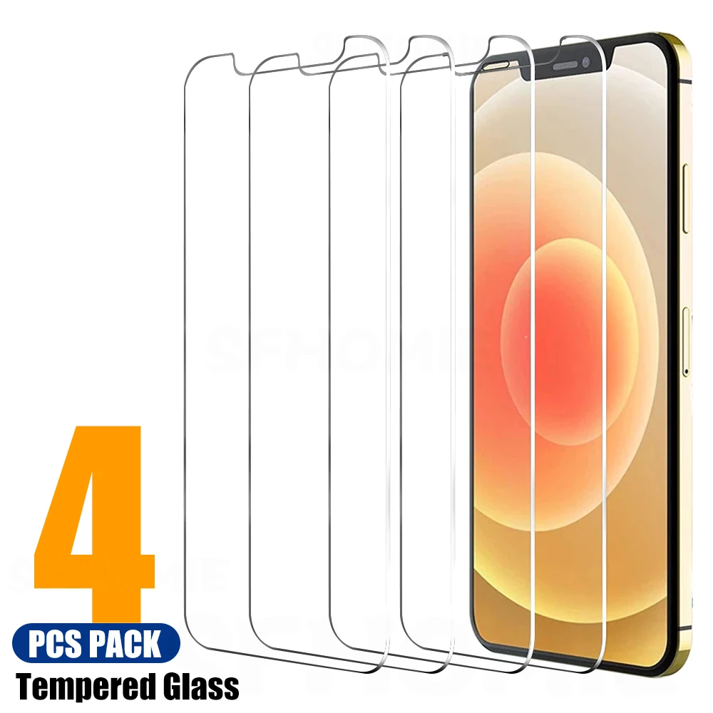

4Pcs Protective Glass For iPhone 11 12 Pro Max XS XR 7 8 6 Plus SE Screen Protector For iPhone 12 Mini 11 Pro Max Tempered Glass