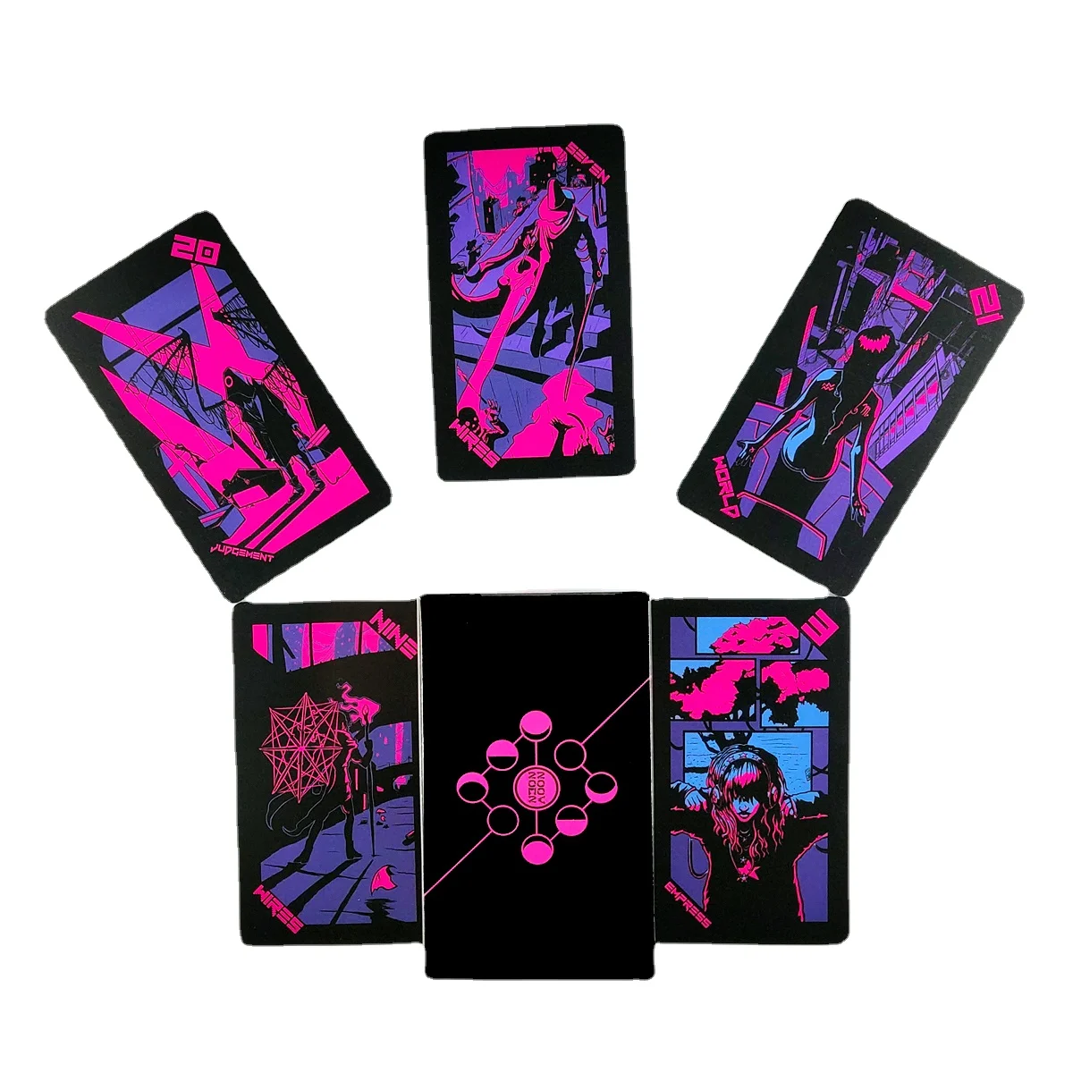 Неоновый лунный Таро палуба-карманный размер с упаковочной коробкой карты для