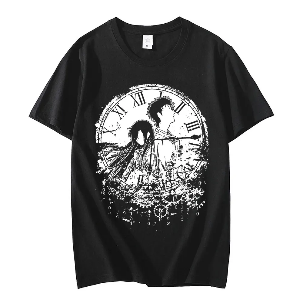 

Anime Steins Gate T Shirt Men Women Fashion Cotton Short Sleeve T-shirts Manga Okabe Rintarou Makise Kurisu Oversized Tee Shirt
