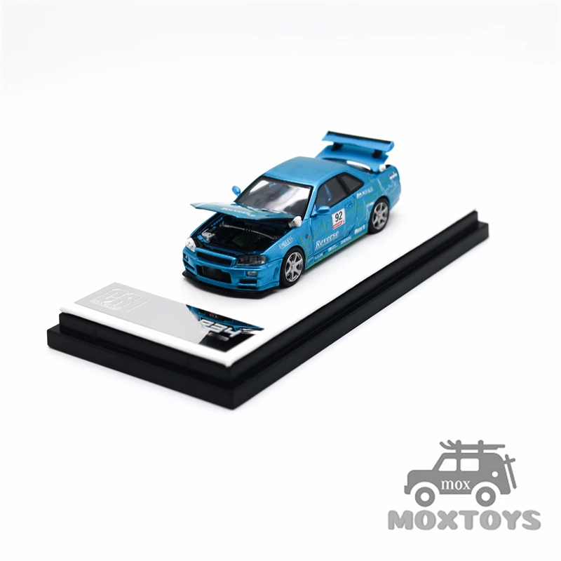Фото Литая под давлением модель автомобиля Time Micro COOL ART 1:64 GTR R34 Blue No 92 №2