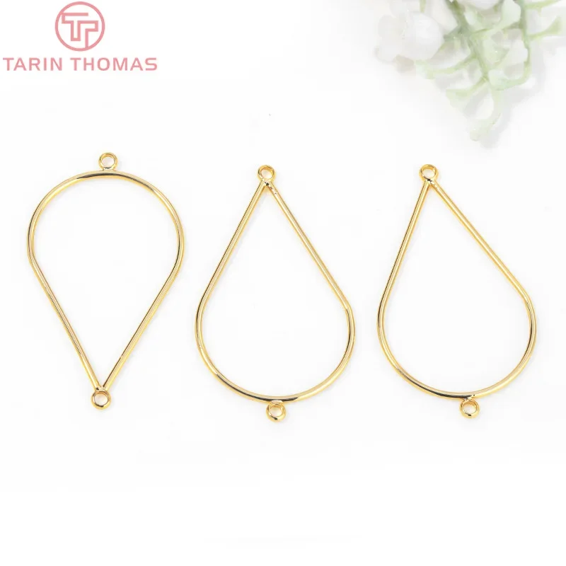 (2788) 6 шт. 24x41 мм 24 К позолоченная латунь с 2 отверстиями в форме капли закрытые