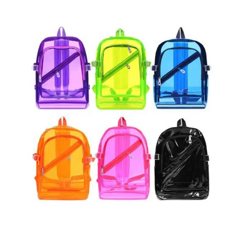 

Teenage Girls Boys Waterproof Mochila Transparent Clear PVC School Bag Backpack Transparent Jelly Pack Kawaii Backpack