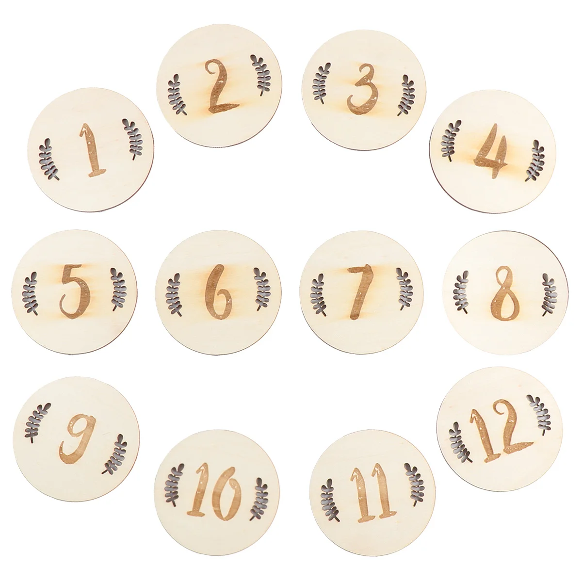 

12pcs Baby Birth Month Number Cards Birthday Creative Infant Commemorate Milestone Photography Props (Leaves Numbers)