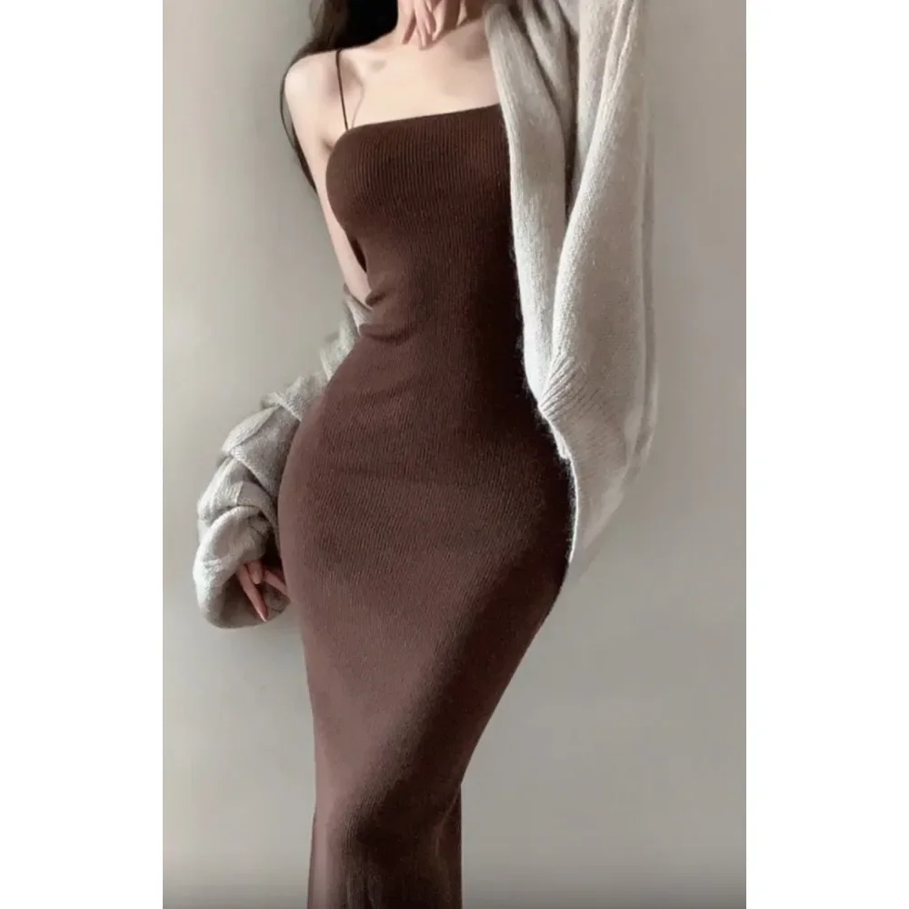 Мягкий и мягкий вязаный кардиган женское свободное ленивое платье-свитер с