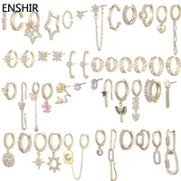 enshir classic luxury 6 piecesset zircon butterfly hoop earring for women set geometric gold color copper earring jewelry
