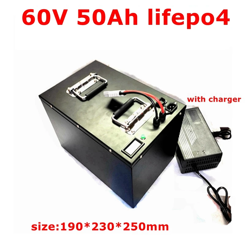 

MLG 60V 50AH lifepo4 battery BMS 80A 3000w 4800W lithium bateria for scooter Inverter EV bike Tricycle caravan + 10A charger