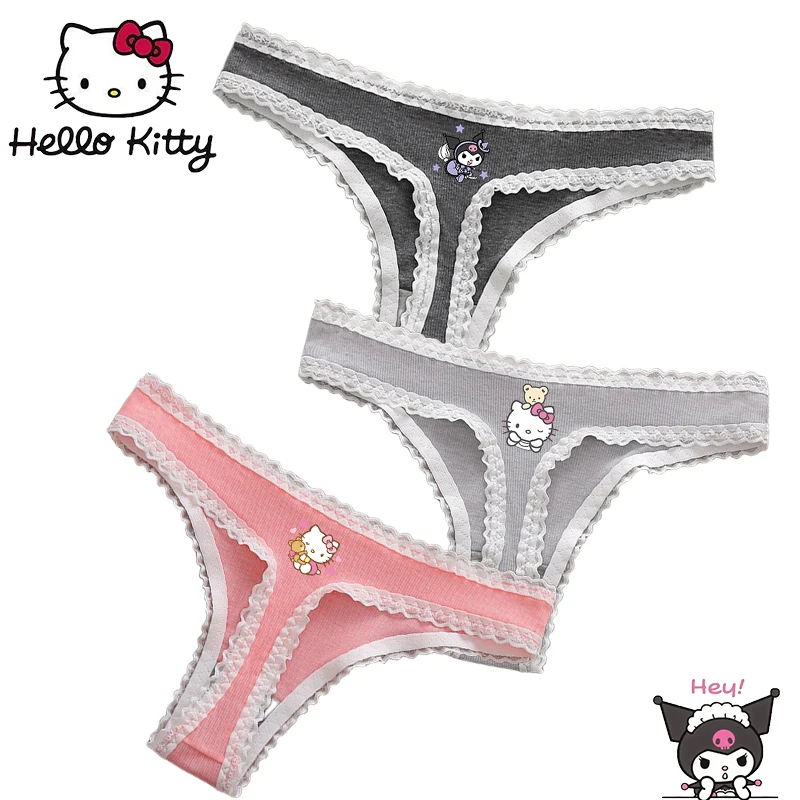 

Young Girls Cartoon Hellokitty Kuromi Briefs Anime Original Print Cute Women Underwears Kawaii Sexy Cotton Lace Panties Gifts