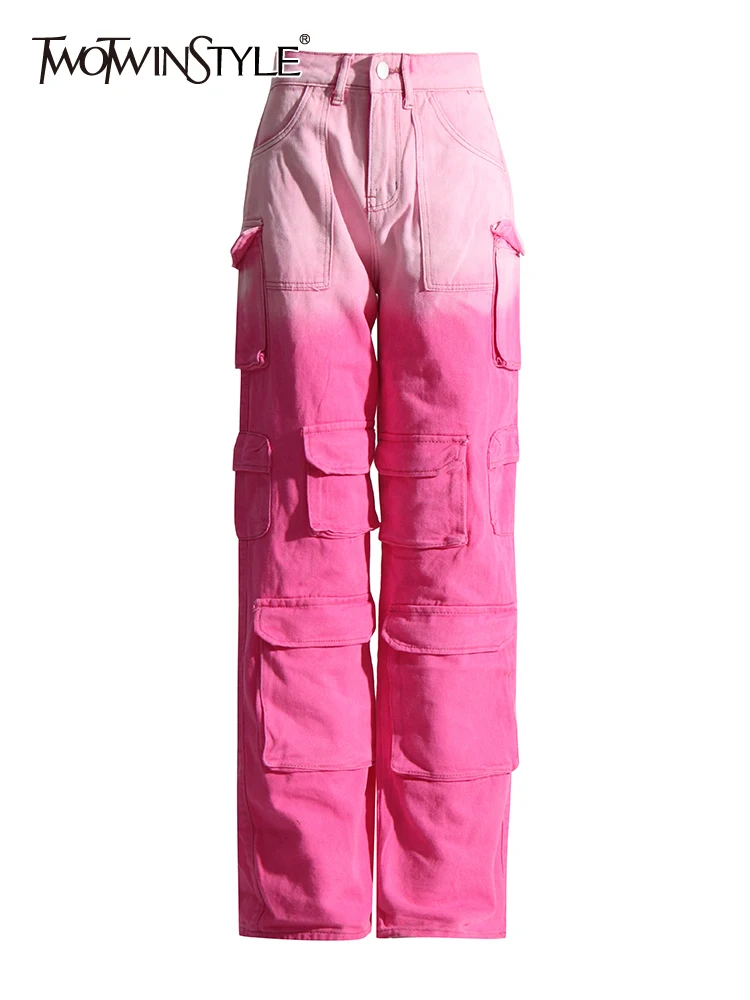 

Женские брюки-карго TWOTWINSTYLE, черные повседневные брюки составного кроя с высокой талией, на пуговицах,