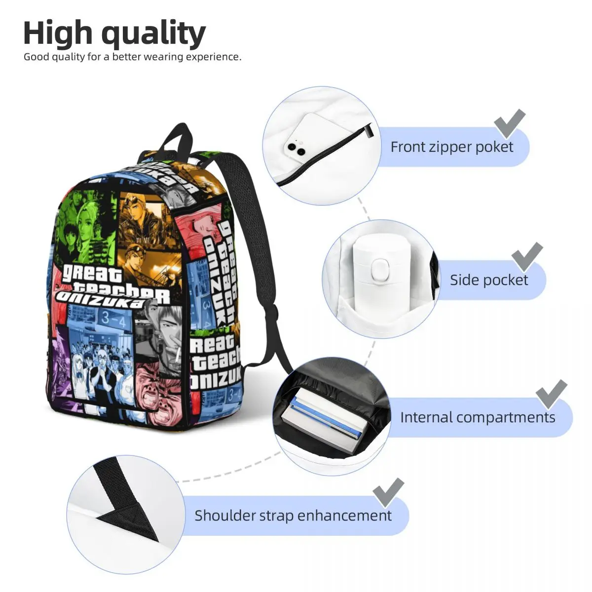 Рюкзак для преподавателя Onizuka забавные дорожные рюкзаки с аниме мужские