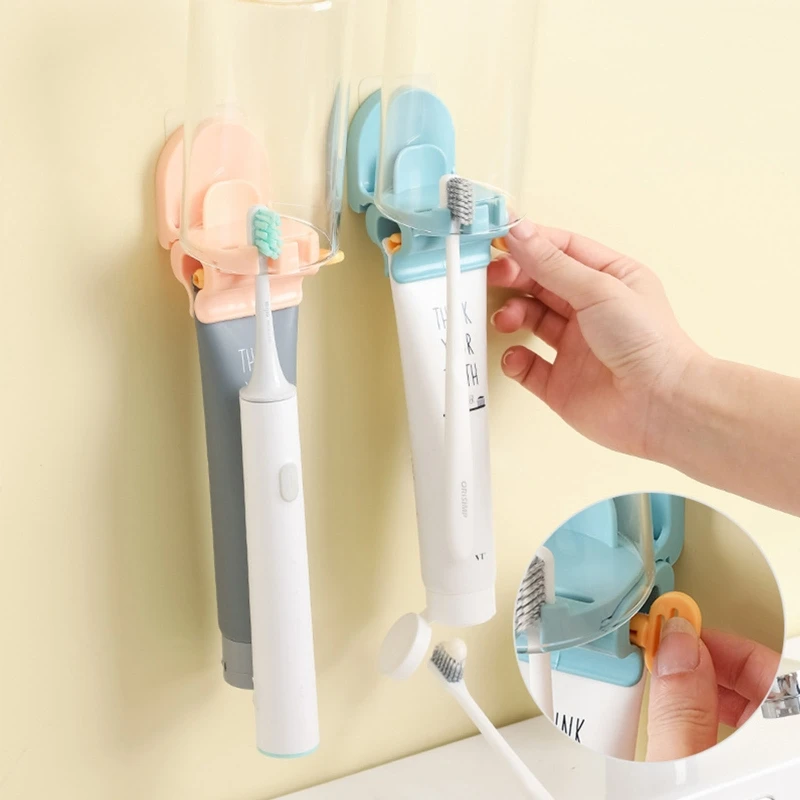 

X6HD Wall Mounted Manual Toothpaste Squeezer Toothbrush Holder Cup Holder for Home Bathroom Facial Wash Squeezer Holder