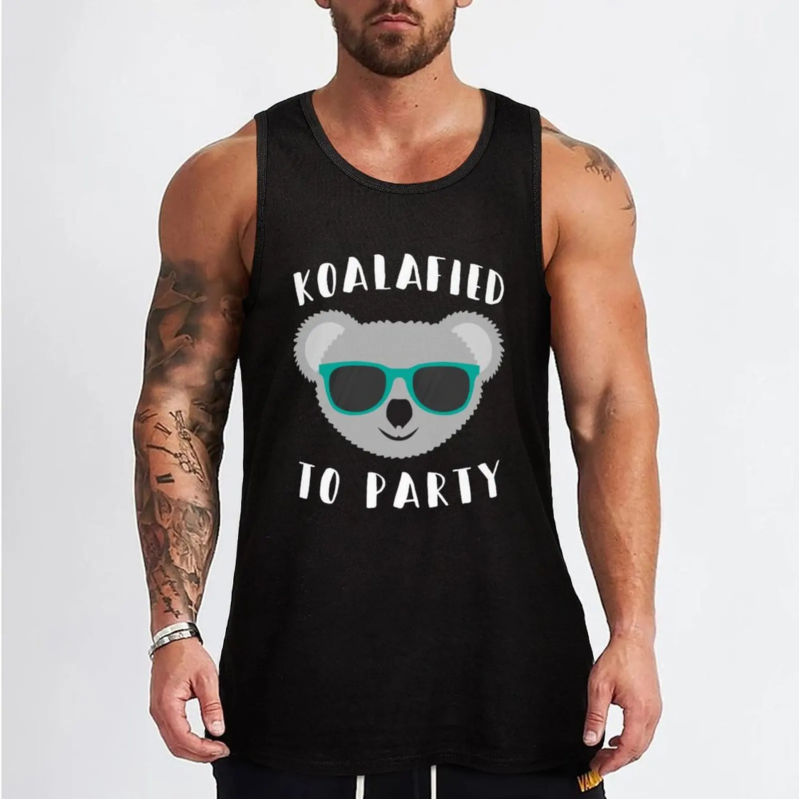 Koalafied To Party Koala Animal Puns Tank Top бодибилдинг для мужчин футболка тренажерный зал