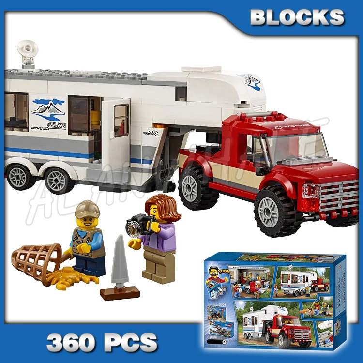 

360pcs Urban Great Vehicles Pickup & Caravan Truck Removable Cab Roof 10871 Building Blocks Set Bricks Compatible with Model