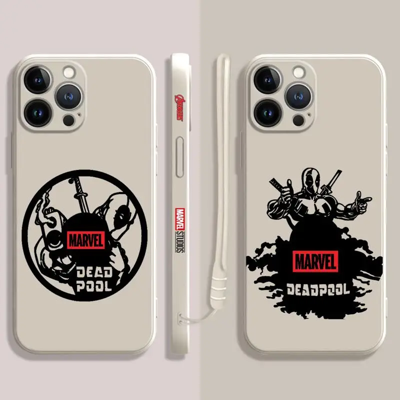

Hero Deadpool Square Liquid Phone Case For Apple iPhone 14 13 12 11 Pro Max 13 12 Mini XS XR X 7 8 6 6S 5 5S Plus Cover