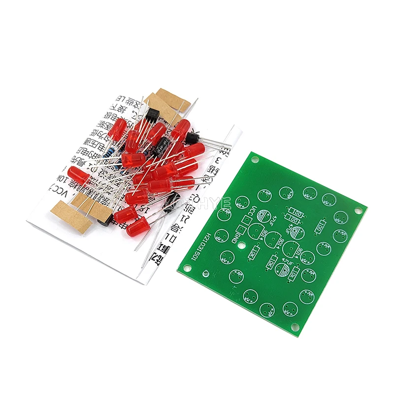 Светодиодная мигающая лампа в форме сердца, Набор для изготовления 18 красных мигающих фотоламп, электронный комплект «сделай сам», Кардиоидная любовь, строительный эксперимент для обучения