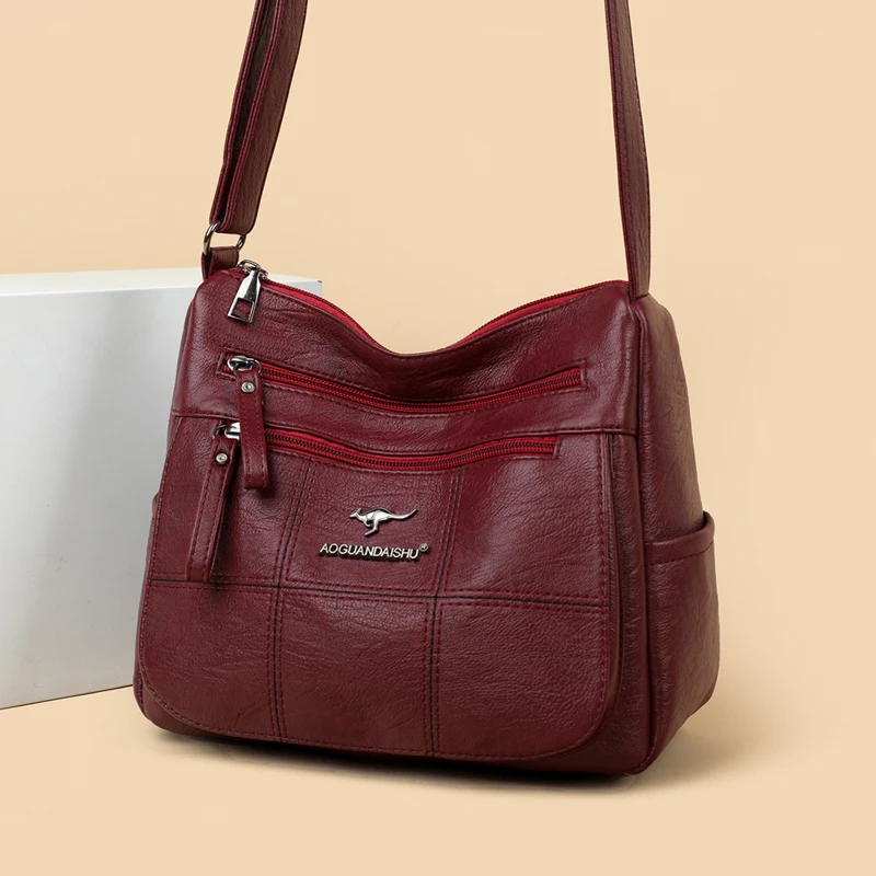 

Many Pockets Shoulder Crossbody Bags for Women 2022 Brand Leather Ladies Designr Handbags Winter Style Messenger Bags Sac A Main