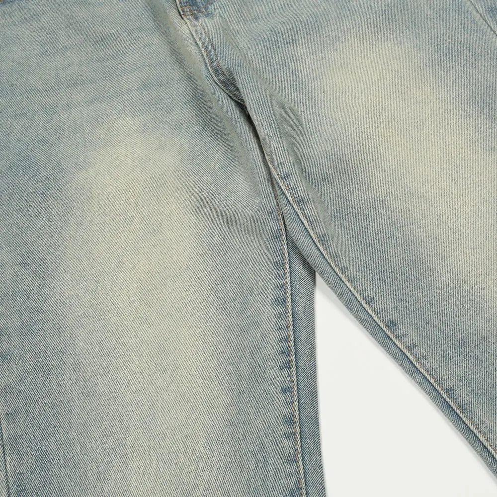 New Fashion Solid Color Washed Jeans Men Ins High Street Trend Loose Straight Denim Pants Trousers Tide Brand Casual Pants