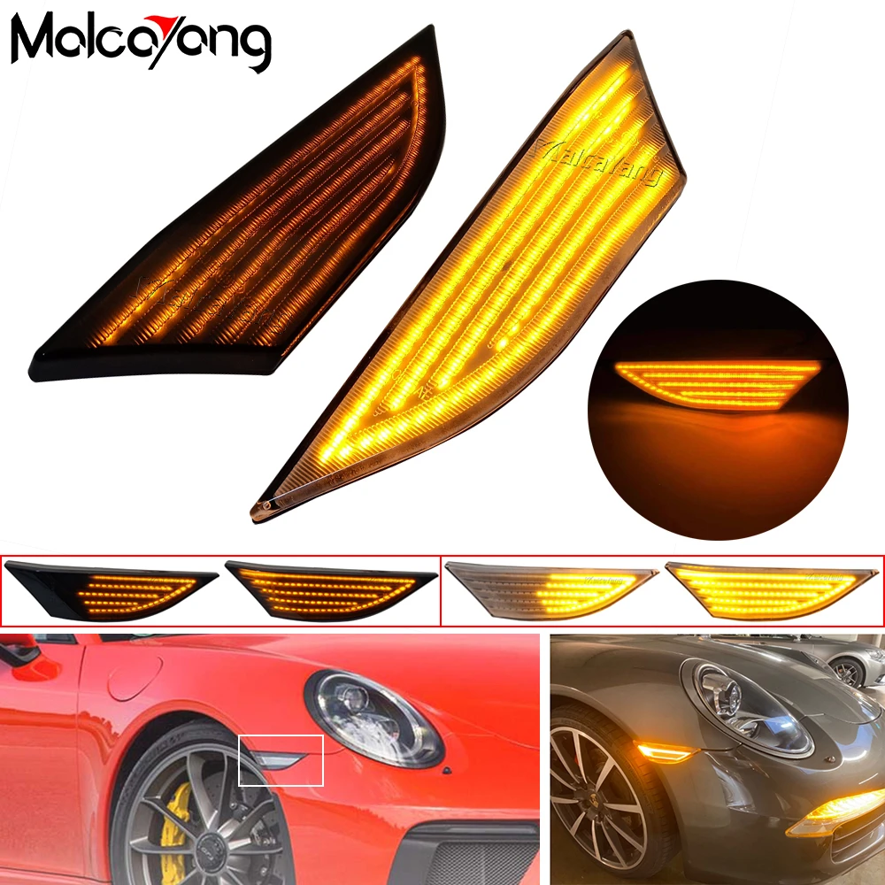 

2x Rearview Mirror Indicator Sequential Blinker Turn Signal Lights For Porsche Boxster Cayman 982 981 718 Spyder 991 911 Carrera