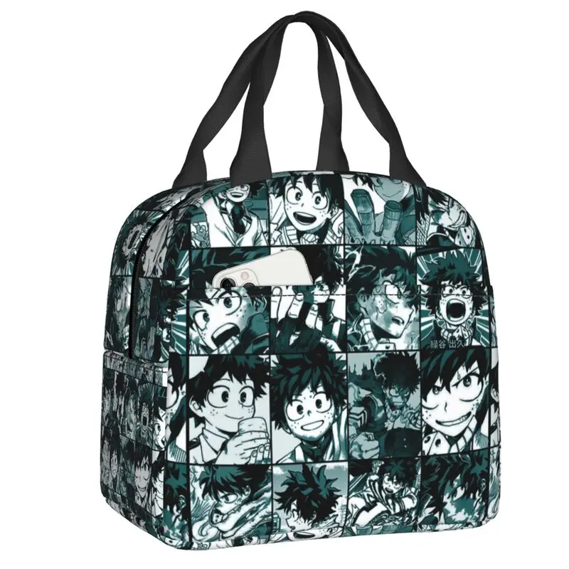 

Женский Ланч-бокс с коллажем My Hero моя Академия Midoriya Izuku, термоохладитель, изолированная сумка для обеда, Офисная Сумка-тоут для пикника