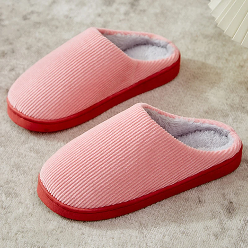 Однотонные нечеткие тапочки женские зимние теплые меховые плюшевые шлепанцы