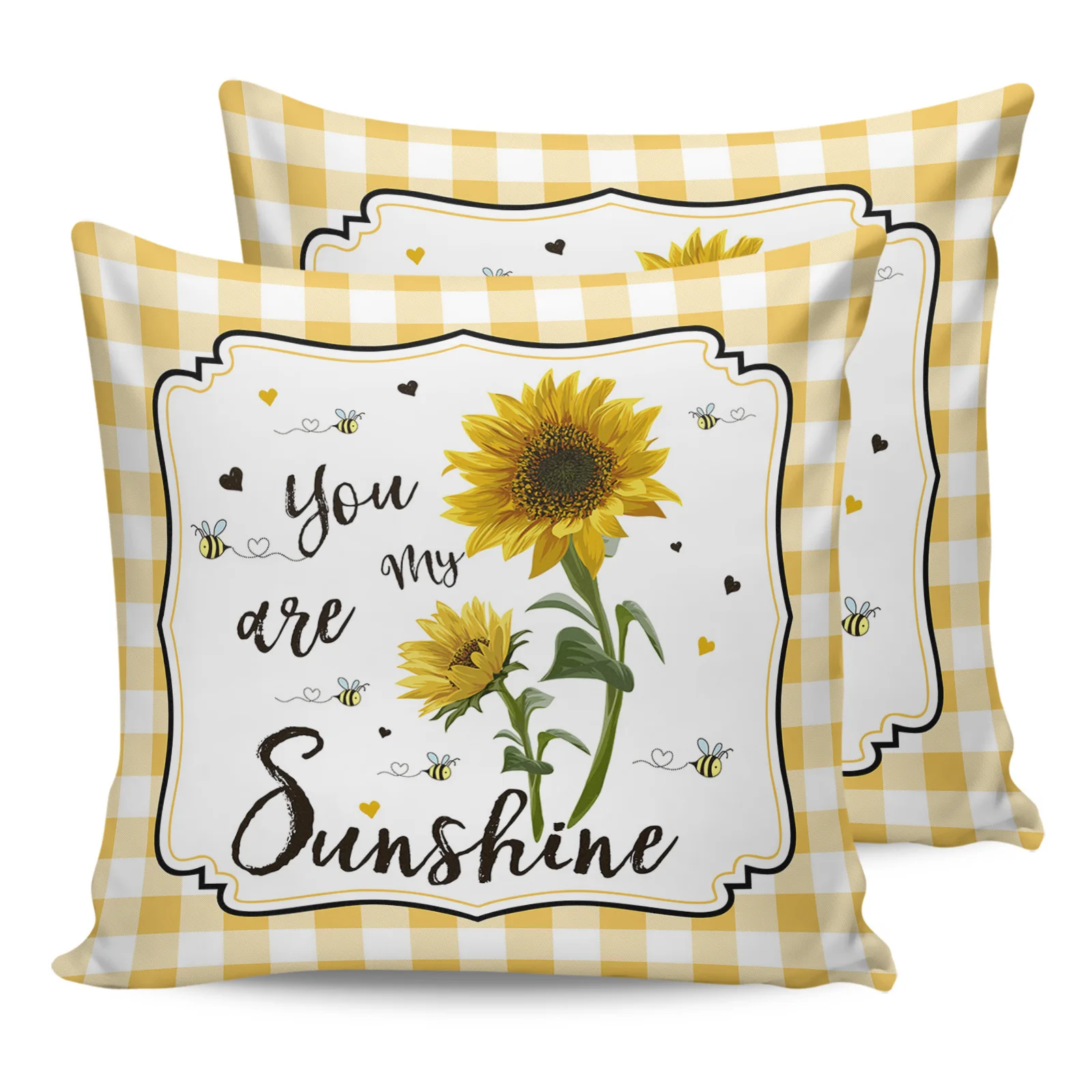 

Пчела Подсолнух желтая клетчатая наволочка для дома гостиная диван спальня Наволочки для автомобиля офиса современный простой Декор