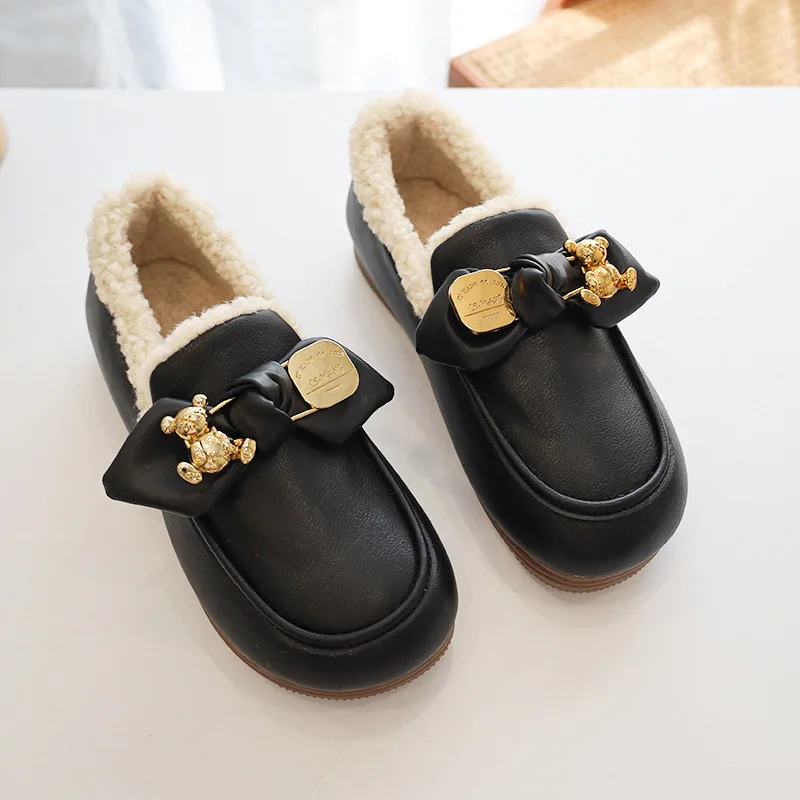 

Women Winter Shoes 2022 Bow-knot Flats Loafers Fashion Slip-On Casual Cotton Shoes Non-Slip Bottom Ladies Warm Moccasins Shoes
