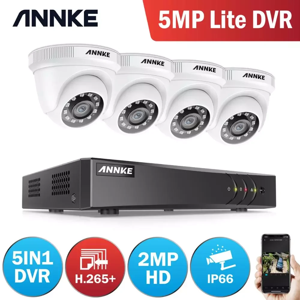 

4 канала 1080P Lite камера видеонаблюдения DVR система 4 шт. Водонепроницаемая 2 МП купольная камера s комплект видеонаблюдения для дома с датчиком ...