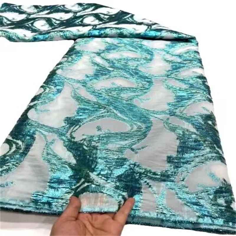

Nigeria Latest Brocade Jacquard Lace Fabric 2023 High Quality Green African French Mesh Gilding Brocade Lace For Wedding Party