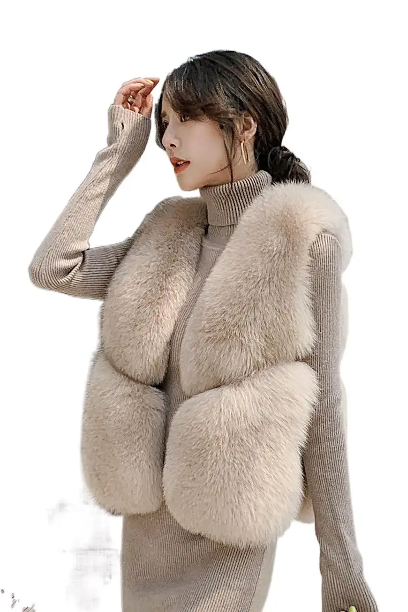 Ladies Winter Real Fur Fox Fur Coat Design Really Fox Fur Overcoat Detachable Real Fur Jacket Women Short Fur Vest Waistcoats