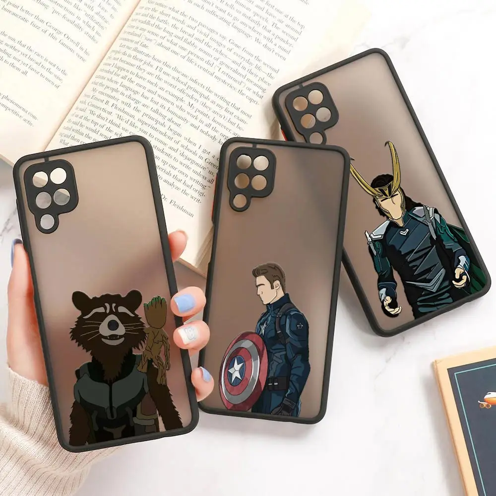 

Faceless Marvel Groot Cap America Phone Case For Samsung A30 A30S A50 A70 A01 A03 A04 M30S M21 M51 M32 Note 20 Clear Matte Cover