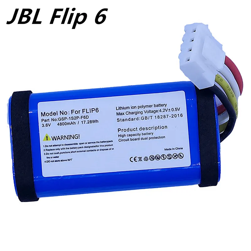 

JBL Flip 6 BT Speaker Compatible 3.7v 4800mAh Lithium Ion Battery Rechargeable Lithium Polymer Batteries Replacement Batteries