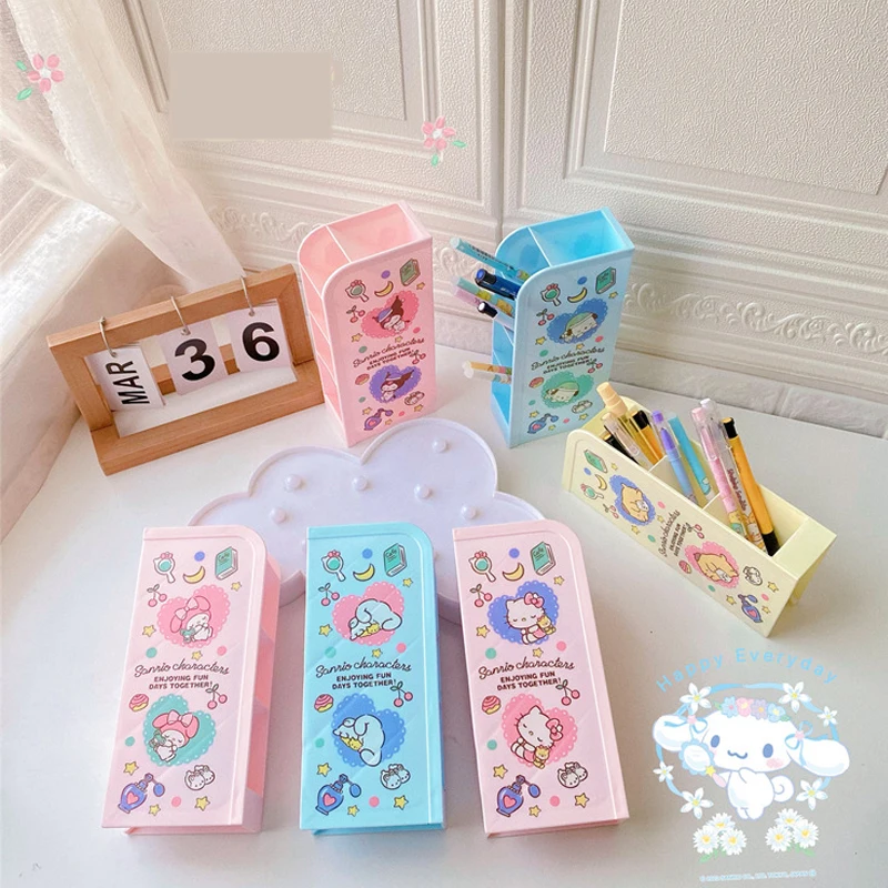

Kawaii Sanrioed Anime Purin Dog Kuromi Cinnamoroll My Melody Cute Cartoon Pen Holder Large Capacity Girl Stationery Storage Box
