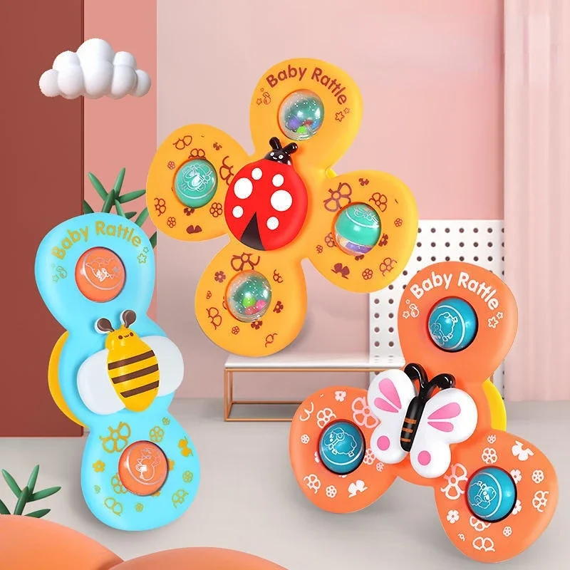 

1/3/4PCS Suction Cup Spinner Toy Windmill Bath Toys Cartoon Animal Hand Spinning Toys Sensory Toy for Baby Toddler Birthday Gift