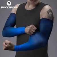 rockbros 1 pair ice fabric breathable uv protection running arm sleeves fitness basketball elbow pad sport cycling arm warmers