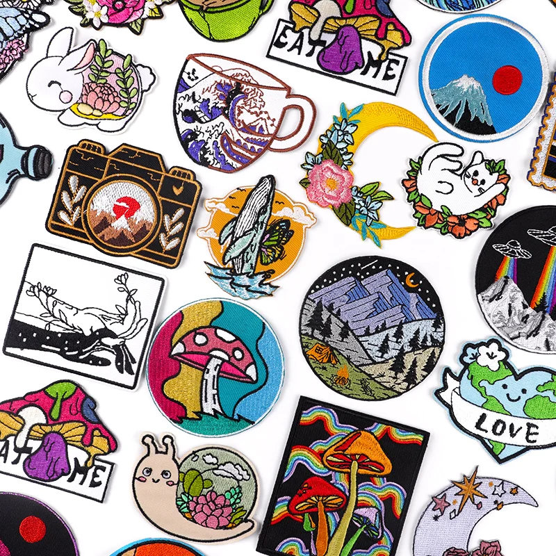 

Nature Travel Patch Iron On Patches For Clothing Thermoadhesive Patches On Clothes Outdoor Embroidery Patch Sewing/Fusible Patch