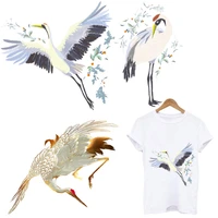 red crowned crane fusible textile transfer badge fusible textile transfer iron transfer sticker applique clothes iron on patches