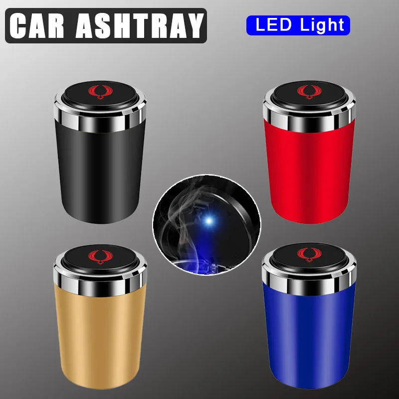 

Portable Car Ashtray with LED Light Metal For SsangYong Sport Korando Actyon Rexton Musso Rodius Kyron Chairman Car Accessories