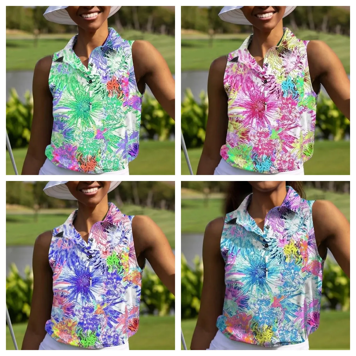 

Sunday Swagger Women's Polo Shirt Golf Shirt Golf Clothes Breathable Quick Dry Soft Sleeveless Top Golf Wear for Women