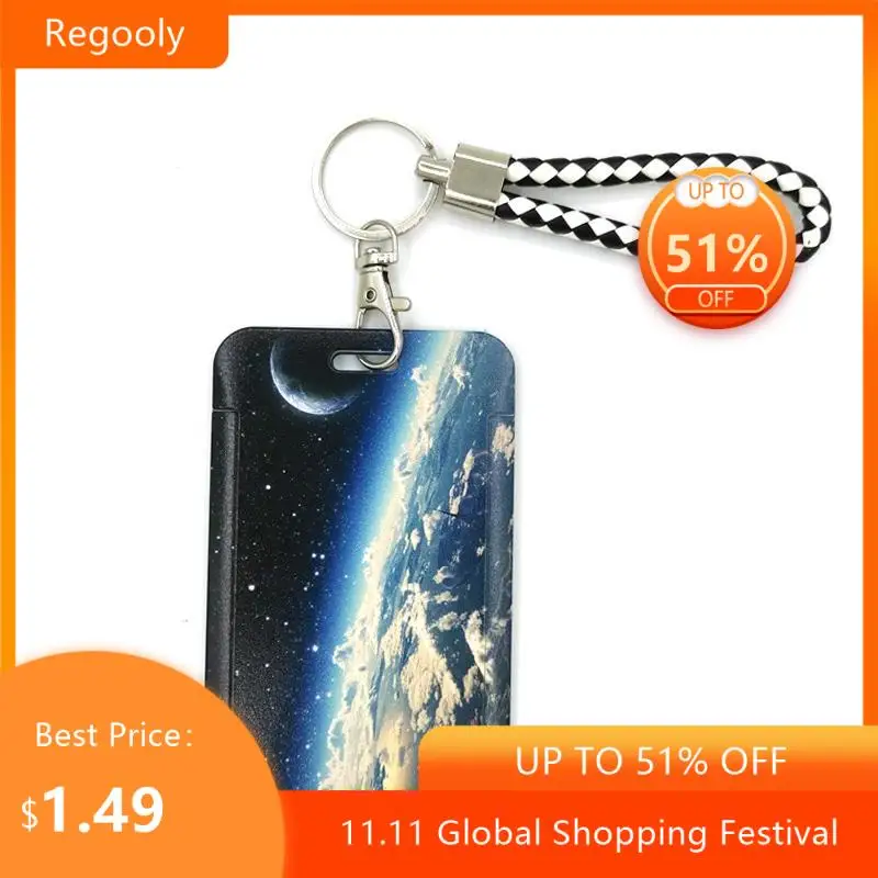 

Astronaut Universe Moon Earth Cartoon Retractable Badge Reel Lanyard Nurse ID Business Credit Card Work Card Badge Holder