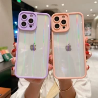 moskado transparent acrylic laser aurora phone case for iphone 11 pro max 13 12 x xr xs max mobile phone protective back shell