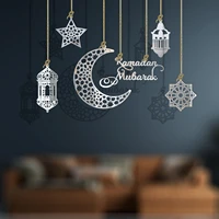 ramadan decor 6pcs acrylic hanger ornaments for ramadan decor moon star pendant ornaments eid decorations for home with hemp