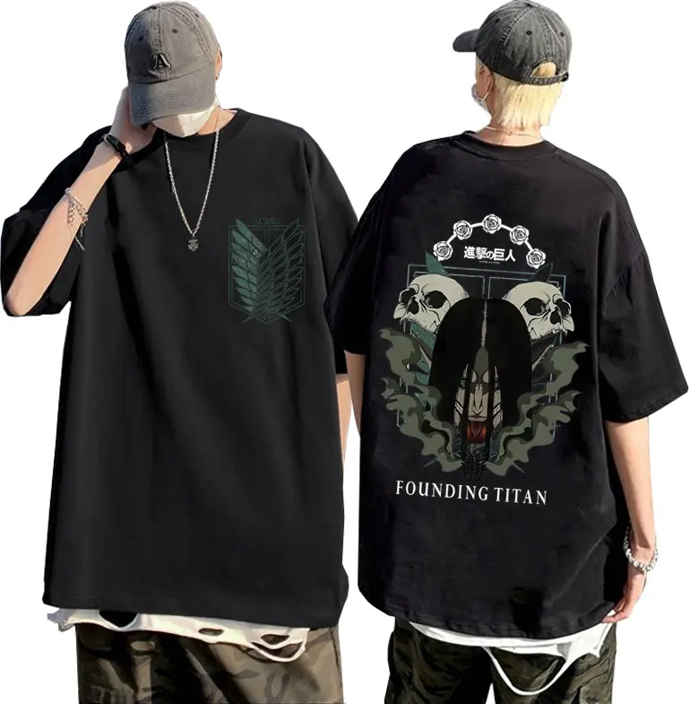 

Anime Attack on Titan Eren Jaeger Graphic T-shirt y2k Vintage Manga Tshirt Male Cotton Short Sleeve Men Cartoon Harajuku T Shirt