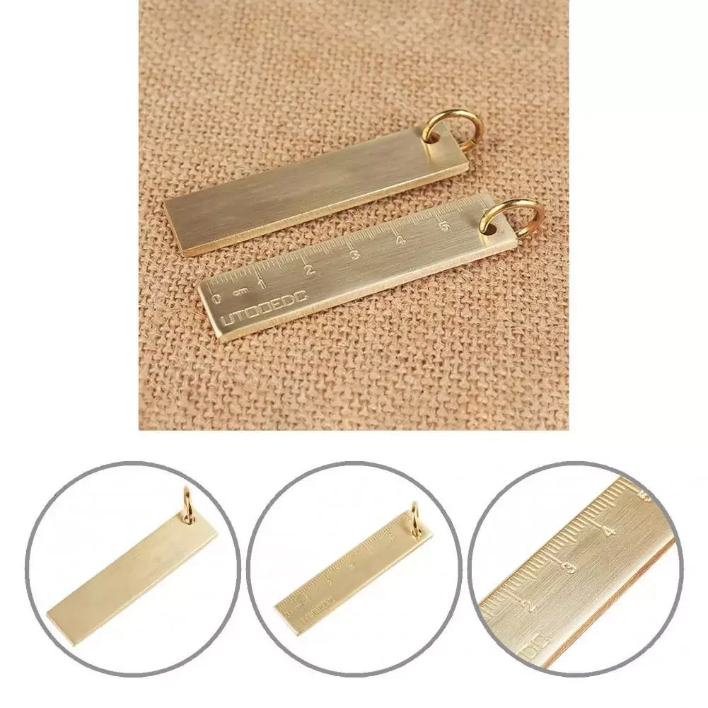 

Shock-proof Decorative Small Copper Ruler Key Ring Ornament for U-disk