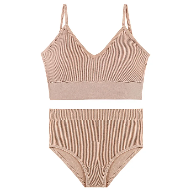 

Linbaiway Women Fitness Bralette Top Beauty Back Push Up Padding Bra and Panties Set Girls Seamless Underwear Brassiere Top